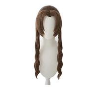 WHBHD Final Fantasy VII Aerith Gainsborough Wig Cosplay Cosplay Costume Résistant à la Chaleur Cheveux Synthétiques Femmes Brown Long Braid Perruques + Perruque Cap