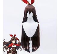 WHBHD Game Genshin Impact Cosplay Perruque Ambre Brown Dark Brown Perruque Synthétique Perruque Synthétique + Marque Net