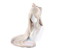 WHBHD Game Genshin Impact Ningguang Cosplay Perruque Longue Droite résistant à la Chaleur Synthétique Cheveux ning guang Cosplay Perruques + Perruque