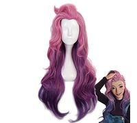 WHBHD Game lol séraphine Cosplay Perruque KDA Cosplay Vague lâche Rose Mixte Perruques Violettes résistantes à la Chaleur Cheveux synthétiques résistants à la Chaleur