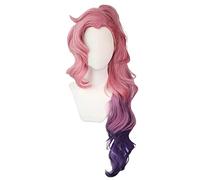 WHBHD Game lol séraphine Cosplay Perruque KDA Cosplay Vague Rose Rose Mixte Violet Heavy Résistant Synthetic Cheveux Synthétiques avec Panier Poneytail