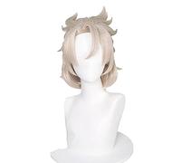 WHBHD Genshin Impact Albedo Cosplay 35cm Perruque de Linge Court Jeu Anime Cosplay Perruques résistantes à la Chaleur Perruques synthétiques Halloween