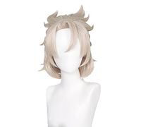 WHBHD Genshin Impact Albedo Cosplay Perruque 35cm Cheveux de Lin Courts Perruque de Cosplay synthétique résistant à la Chaleur + Perruque