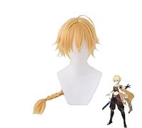 WHBHD Genshin Impact Cosplay Aether Voyageur Golden Perruques résistantes à la Chaleur Résistant à la Chaleur Perruques de la fête Carnavale Halloween