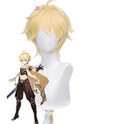 WHBHD Genshin Impact Cosplay Ather 80cm Golden Blond Perruque Cosplay Anime Cosplay Perruques résistantes à la Chaleur Perruques synthétiques Halloween for Les Filles