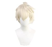 WHBHD Genshin Impact Cosplay Bennett 30cm Perruque Gris Gold Gold Résistant à la Chaleur Résistant à la Chaleur Cheveux Synthétiques Pelucas Anime Play Wigs Halloween