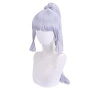 WHBHD Genshin Impact Cosplay Perruques Cosplay Long Gris Perruques Résistant à la Chaleur Résistant à la Chaleur Cheveux Synthétique Anime Jeu Adult Halloween Rôle Perruques