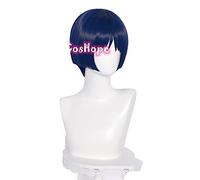 WHBHD Genshin Impact Cosplay Scaramouche 30cm Perruque Bleu Violet Black Perruque Cosplay Anime Perruques résistantes à la Chaleur Perruques synthétiques Halloween
