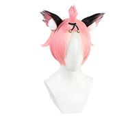 WHBHD Genshin Impact Diona Cosplay 32cm Short Noël Perruque Rose Cosplay Anime Cosplay Perruques Résistant à la Chaleur Résistant à la Chaleur Perruques synthétiques Halloween