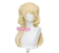 WHBHD Genshin Impact Fischl Cosplay 70cm Christmas Blond Blond Golden Wig Perruques Anime Perruques Synthétique résistant à la Chaleur Halloween