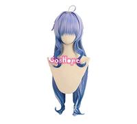 WHBHD Genshin Impact Ganyu Cosplay 80cm Long Long Blue Gradient Perruque Cosplay Anime Cosplay Perruques résistantes à la Chaleur Perruques synthétiques Halloween