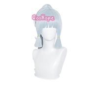 WHBHD Genshin Impact Kamisato Ayaka Cosplay 75cm Perruque Silver Blue Perruque Cosplay Anime Perruques résistantes à la Chaleur Perruques synthétiques Halloween