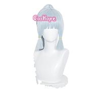 WHBHD Genshin Impact Kamisato Ayaka Cosplay 75cm Perruque Silver Blue Perruque Cosplay Anime Perruques résistantes à la Chaleur Perruques synthétiques Halloween