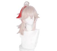 WHBHD Genshin Impact Kazuha Cosplay 36cm Poneytail Blonde pâle Mixte Rouge Synthétique Synthétique Résistant Synthétique Perruques Synthétiques Halloween