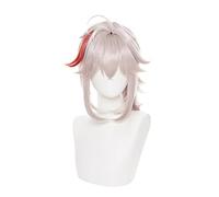 WHBHD Genshin Impact kazuha Cosplay 36cmshort Perruque Cosplay Costume résistant à la Chaleur Cheveux synthétiques Hommes Femmes Femmes Carnaval fête pièce Jouer Perruque