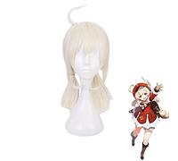 WHBHD Genshin Impact Klee Cosplay Perruques Beige Blonde Résistant à la Chaleur Synthétique Cheveux Synthétique Halloween Party Wig + Perruque Cap
