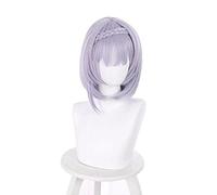 WHBHD Genshin Impact Noelle Cosplay Anime Perruque 35cm Perruque Argent Perruque Violet avec Franges Résistant à la Chaleur Synthétique Cheveux Perruque Halloween