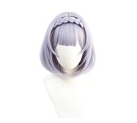 WHBHD Genshin Impact Noelle Cosplay Perruques de Cosplay Jeu Cos Short Light Purple Perruque tressée avec Franges Hair résistant à la Chaleur Cheveux synthétiques