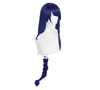 WHBHD Genshin Impact Shogun Cosplay Perruque pré-Style 100cm Blue Long Long résistant à la Chaleur Perruques synthétiques Anime Cosplay Perruques Hair Halloween