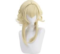WHBHD Genshin Impact Traveler Lumine Ather Anime Légère Cosplay Jaune Cosplay Résistant à la Chaleur Synthétique Perruque Halloween Perruque Capuchon