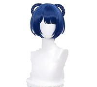 WHBHD Genshin Impact Xiangling Cosplay Femmes 30cm Christmas Blue Black Wig Cosplay Anime Cosplay Coiples Halloween Anime Cosplay Perruques