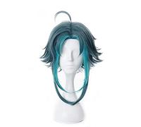 WHBHD Genshin Impact Xiao Perruque Cosplay Perruque Mixte Bleu foncé Bleu résistant Thermique résistant à la Chaleur Cheveux Adulte Halloween Joue Perruque