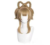 WHBHD Genshin Impact Yaoyao Brown Brown Bow Cosplay Anime Cosplay Braid Perruques Résistant à la Chaleur Perruques synthétiques Halloween