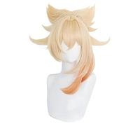 WHBHD Genshin Impact yoiimiya Cosplay 50cm Perruque Blonde Orange Perruque résistante à la Chaleur Perruques synthétiques Halloween Cosplay Anime Cosplay Perruques