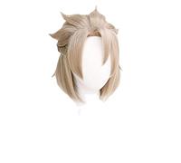 WHBHD Gensieur Genshin Impact Albedo Cosplay Perruques Cosplay Clair Perruque Cosplay Courte Tradition à la Chaleur Résistant à la Chaleur Cheveux Synthétique Halloween + Perruque