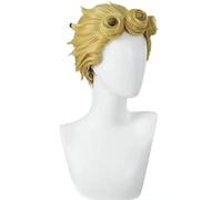 WHBHD Giorno Giovanna Cosplay JoJo Bizarre Adventure Cosplay Gold Wig Cosplay Anime Perruque Cosplay Résistant à la Chaleur Synthétique Perruque Synthétique Halloween