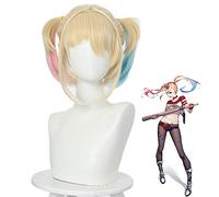 WHBHD Harley Quinn Cosplay Wigs Oiseaux de Proie Harley Quinn Cosplay Perruques résistantes à la Chaleur Résistant à la Chaleur Perruque de soirée for Femmes Fille