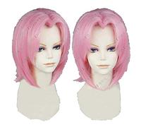 WHBHD Haruno Sakura Court Cherry Cry-coiffé de Style avec Bandeau Résistant à la Chaleur Costume Cosplay Wig + Perruque