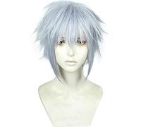WHBHD Jeu de Perruque de Cosplay Riku Kingdom Hearts 3 Costume de Costume de Cosplay de Cheveux synthétiques résistant à la Chaleur Gris