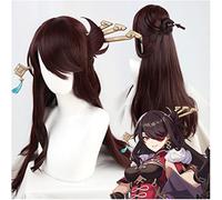 WHBHD Jeu Genshin Impact Beidou Cosplay Perruques Longue Brown Wig Straight Cheveux Synthétique avec Puce Résistant à la Chaleur Amovible