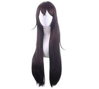 WHBHD Jeu Genshin Impact Projet Brun Dark Brown Wig Ambre Cosplay Perruque Perruque Jeux Poudre Halloween 80cm