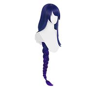 WHBHD Jeu Genshin Impact Shogun Cosplay Perruque Longue Bleu Purple Traitée Traitée Heai Synthétique Cheveux Anime Cosplay Perruques + Perruque