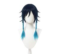 WHBHD Jeu Genshin Impact Venti Cosplay Perruques Gradient Bleu Court Cosplay Perruque Perruque tressée Perruques résistantes à la Chaleur Résistant à la Chaleur Cheveux synthétiques