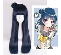 WHBHD LoveLive Sunshine Tsushima Yoshiko Cosplay Wig Love Live Aqour Yohane Wig Femmes Synthétiques Cheveux Hair-Halloween Play Wigs Costume