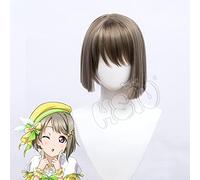 WHBHD Nakasu Kasumi Cosplay Wig LoveLive Pdp Projet de rêve Parfait Cosplay Perruque synthétique en Fibre de Cheveux Courte en Or Noir