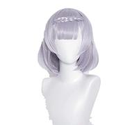 WHBHD Noelle Cosplay Genshin Impact Cosplay Perruque 35cm Argent Violet Perruque Cosplay Anime Perruque résistante à la Chaleur Perruques synthétiques + Perruque