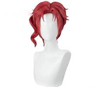 WHBHD Noriaki Kakyoin Wig JoJo Bizarre Adventure Cosplay Hommes Rouge Rouge Cosplay Anime Cosplay Cosplay Perruque synthétique résistant à la Chaleur Halloween