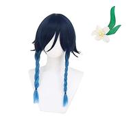 WHBHD Perruque Cosnoble Ventier avec Jeu Coiffeur Genshin Impact Cosplay Blue Cheveux Headwear Accessoires
