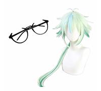 WHBHD Perruque de Saccharose cosnoble avec Lunettes Jeu Genshin Impact Cosplay Eye Props Costume