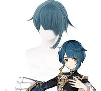 WHBHD Perruques de Cosplay Anime, Genshin Impact Perruque Xingqiu Cosplay for Accessoires d'accessoires de fête d'halloween avec Perruque Gratuite
