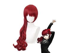 WHBHD Persona 5 Yoshizawa Kasumi Wig Cosplay Costume Rouge Ponronologie Curly Ponye Synthétique Synthétique Cheveux Synthétiques Femmes Partie Perruques