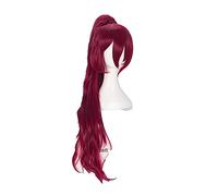 WHBHD Puella Magi Madoka Magica Kyouko Sakura Kyoko Cosplay Perruque Long Rouge avec Une poynette de Cheval Perruque synthétique résistant à la Chaleur + Perruque