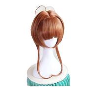 WHBHD Sakura Card Captor Cosplay Perruques synthétiques résistantes à la Chaleur Résistant à la Chaleur Brun Clair Perruque Bob Party Wig Halloween Cosplay
