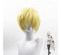 WHBHD Sérapht de la Fin Mikaela Hyakuya Hyakuya 32cm Perruque Cosplay Rambut Sintetis Tahan Panas Pirang Emas Pendek