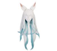 WHBHD Spirit Blossom Ahri Longue Perruque avec Oreilles Cosplay Costume Costume résistant à la Chaleur Résistant à la Chaleur Cheveux Synthétiques Perruques de Parti de Carnaval