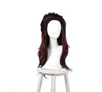 WHBHD Tanjiro Cosplay kimetsu no Yaiba kamado tanjirou Cosplay Femme Rouge Brun Perruque Cosplay Anime Cosplay Cosplay résistant Thermique Perruques synthétiques